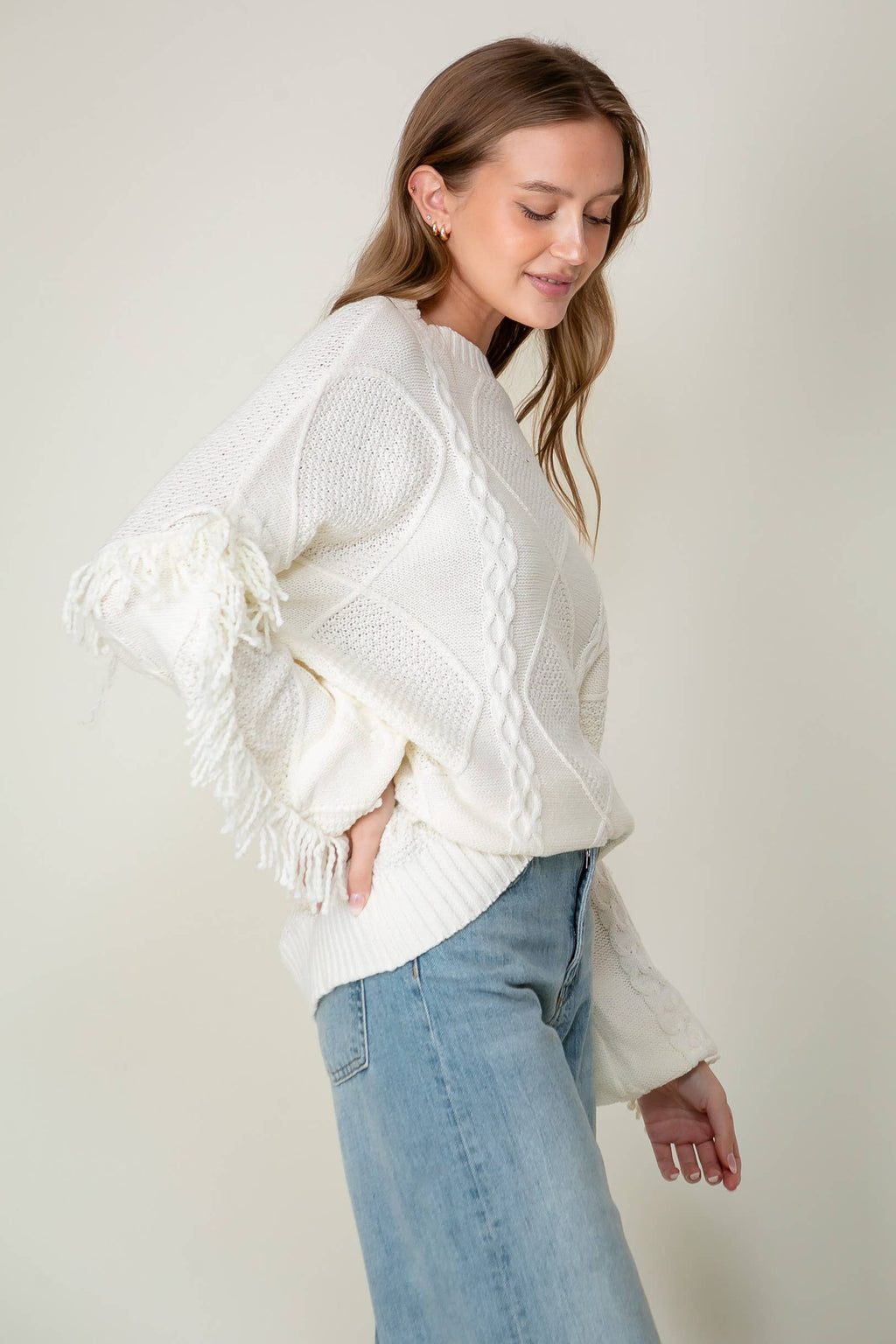 On the Fringe Ivory Sweater