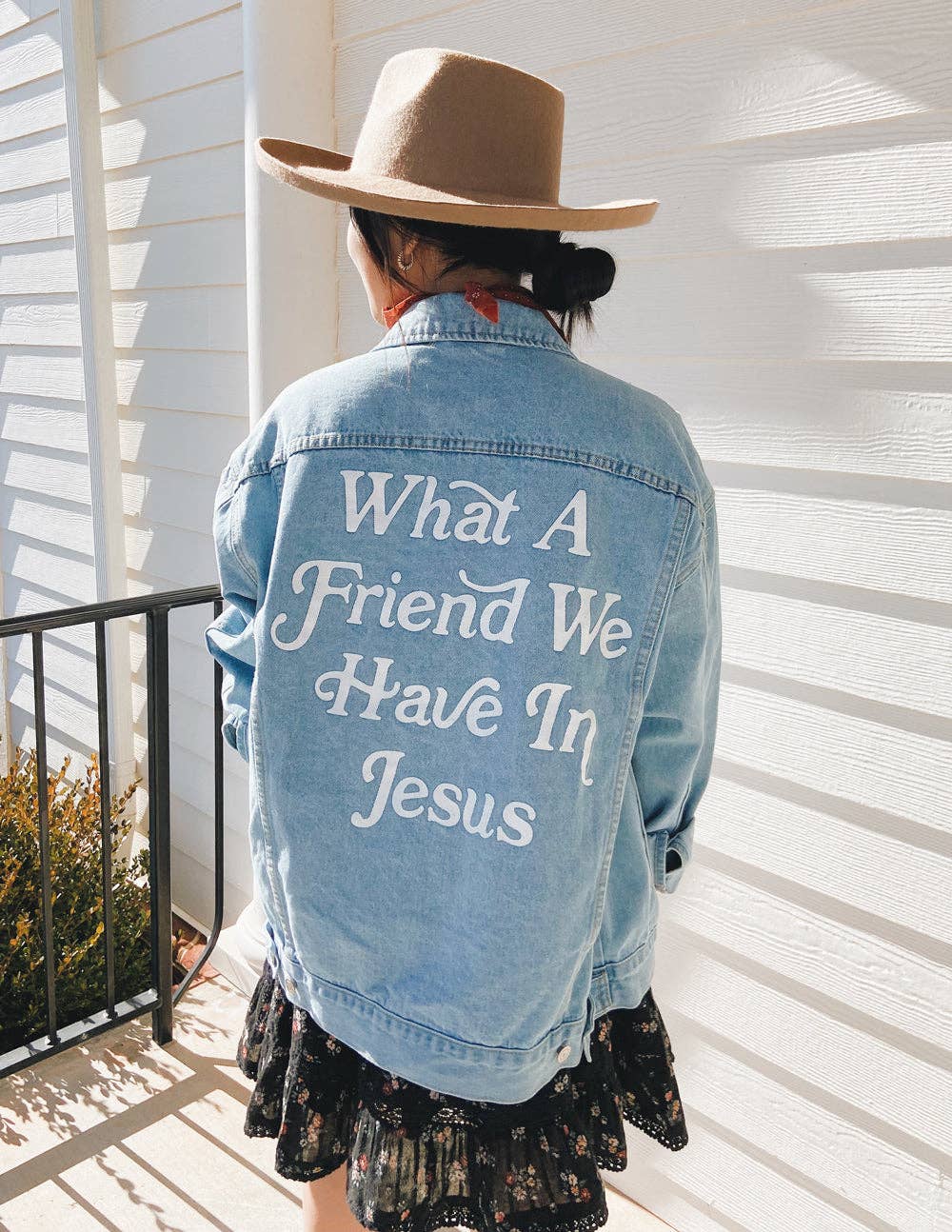 What a Friend In Jesus Denim Jacket: XS
