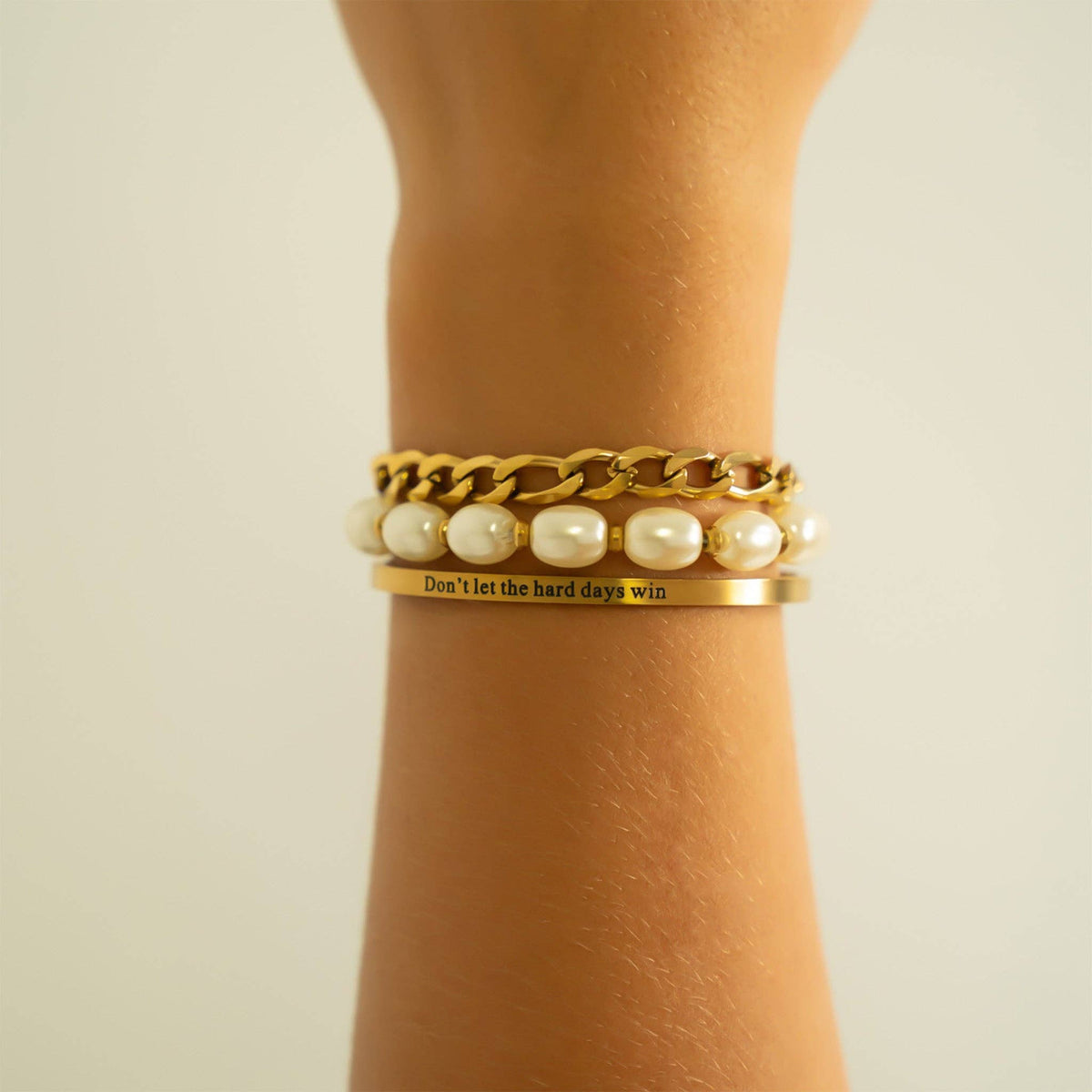Don't let Hard Days Win Engraved Bangle Bracelet