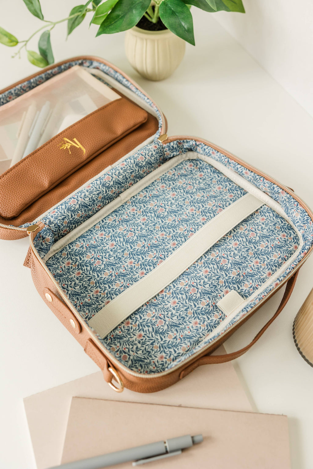 Book & Bible Bag Crossbody in Camel