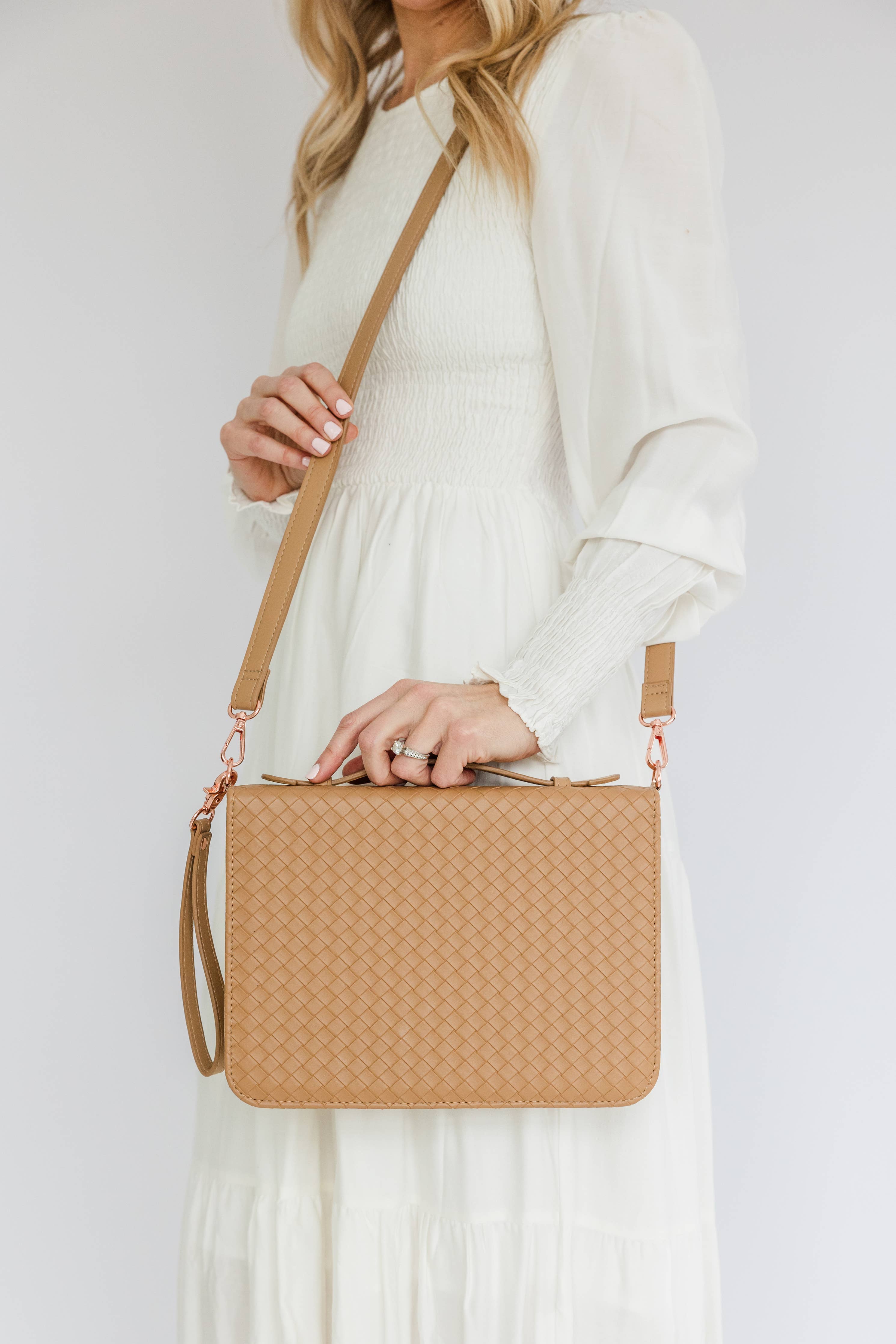 Book & Bible Crossbody Bag in Carmel