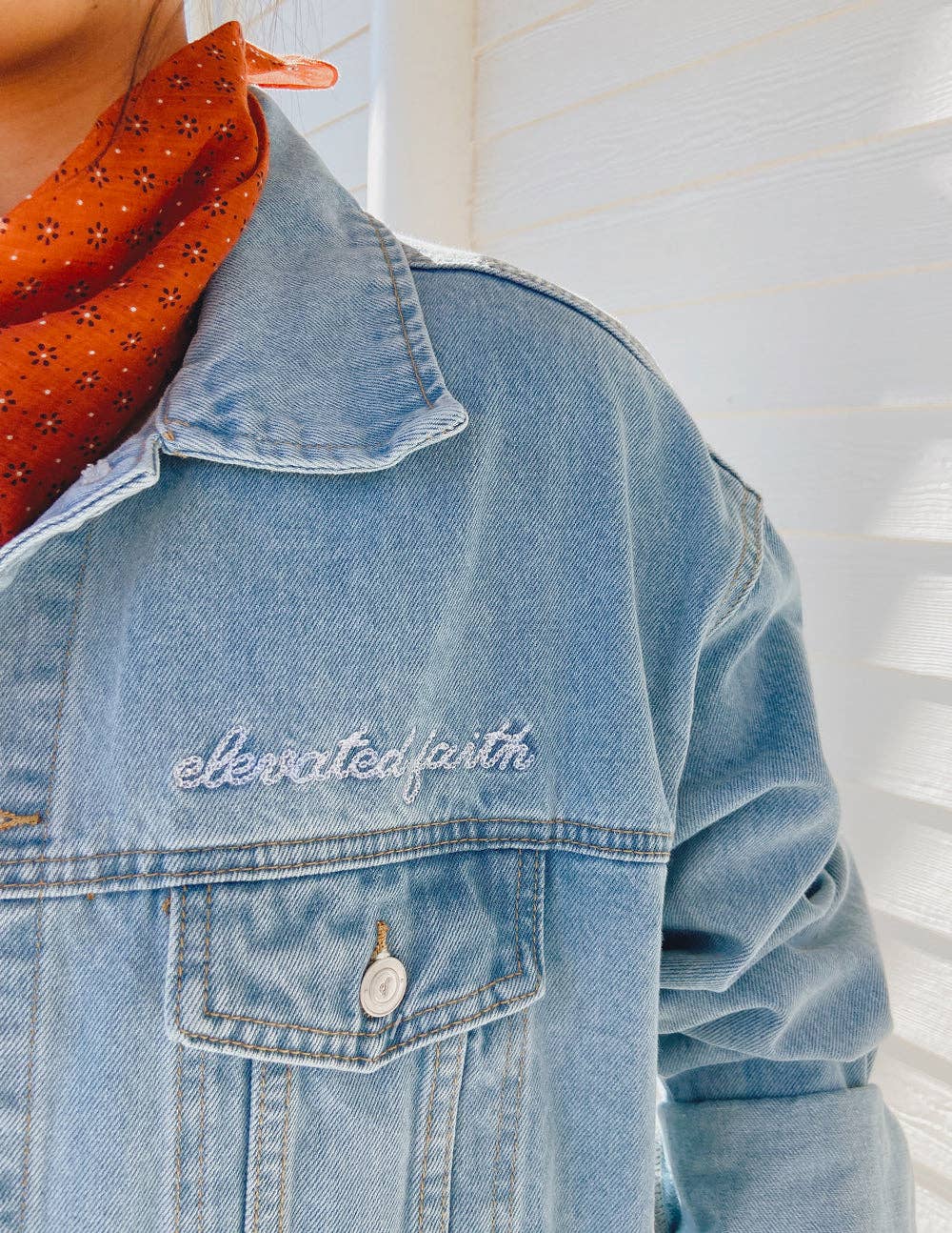 What a Friend In Jesus Denim Jacket: XS