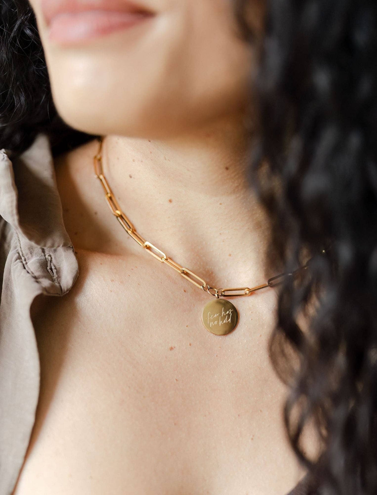 "Fear Has No Hold" 18K Gold Necklace