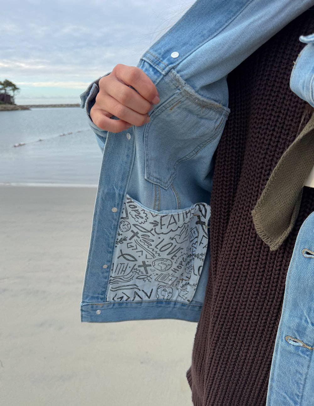 What a Friend In Jesus Denim Jacket: XS