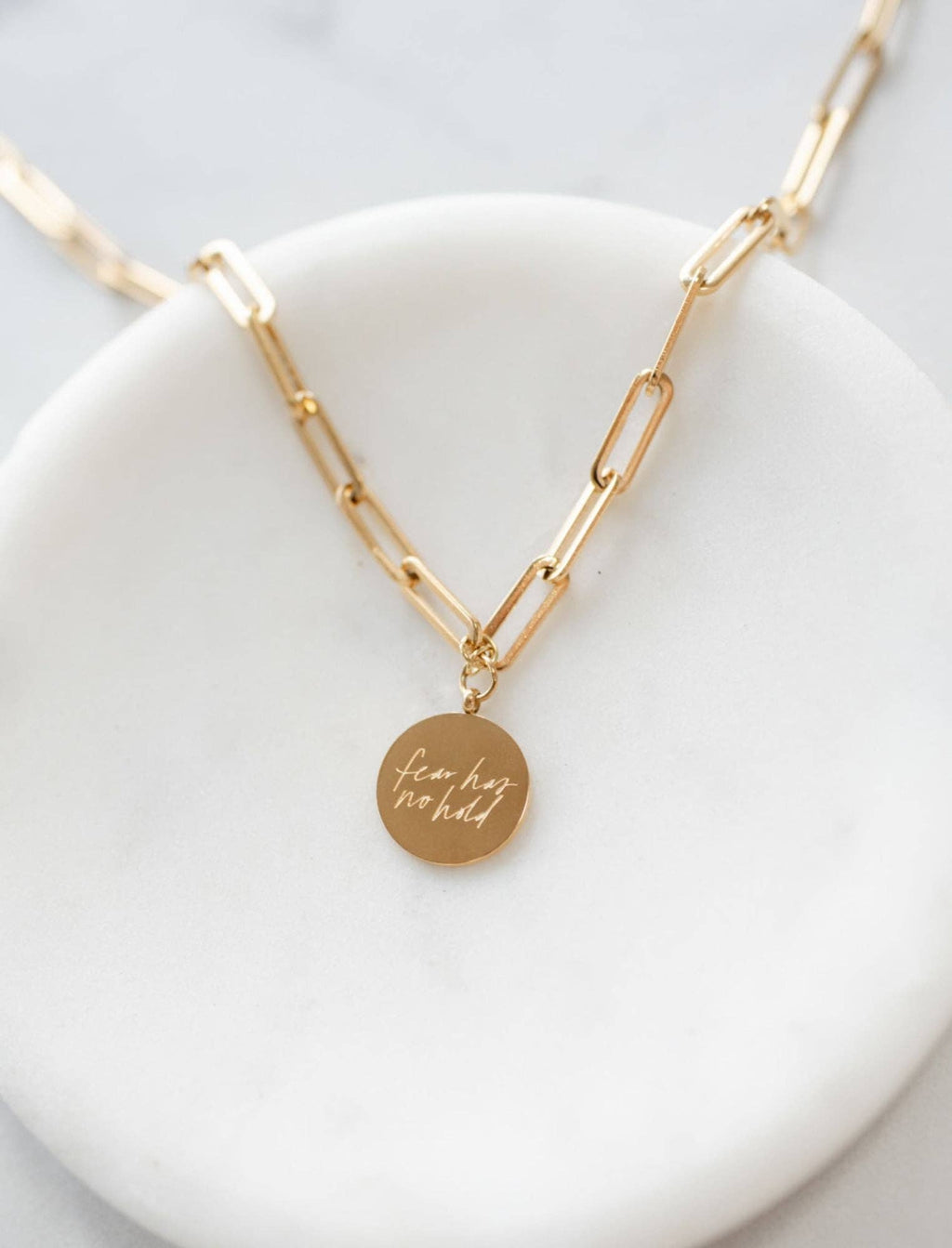 "Fear Has No Hold" 18K Gold Necklace