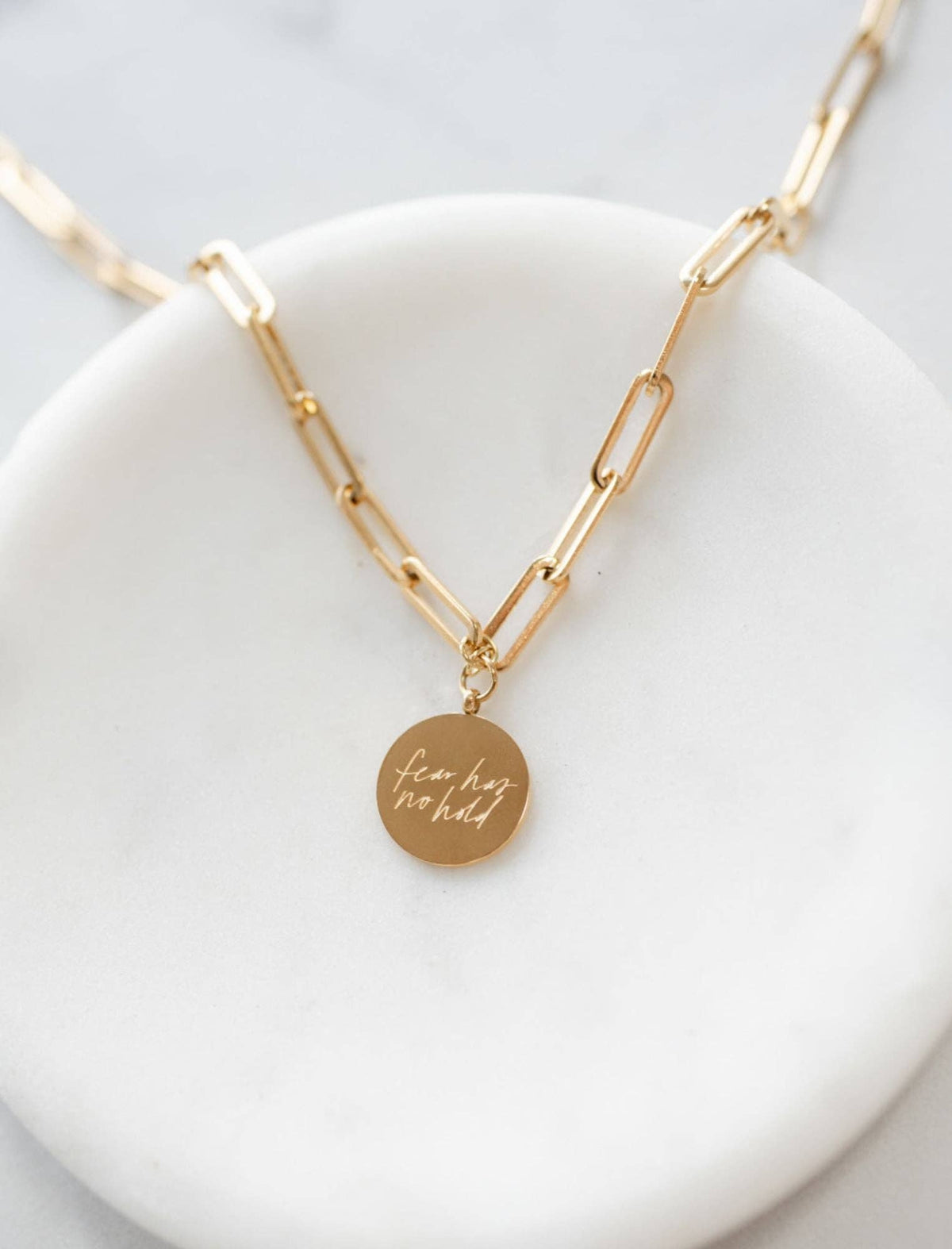 "Fear Has No Hold" 18K Gold Necklace