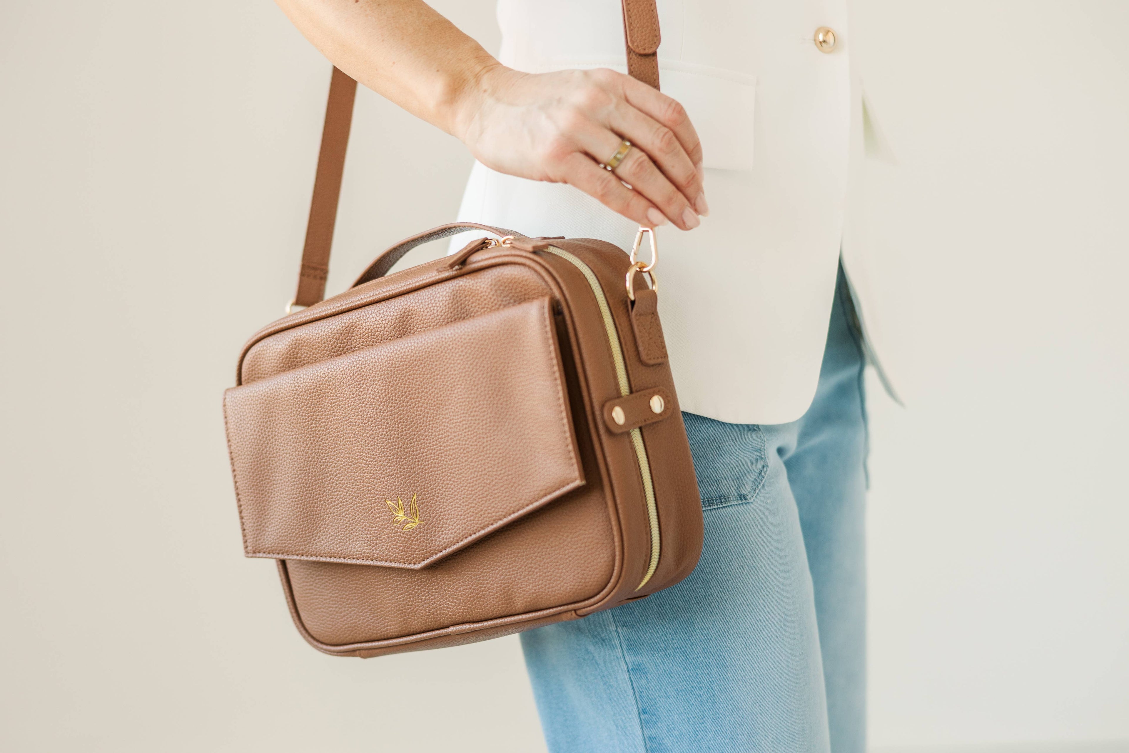 Book & Bible Bag Crossbody in Camel