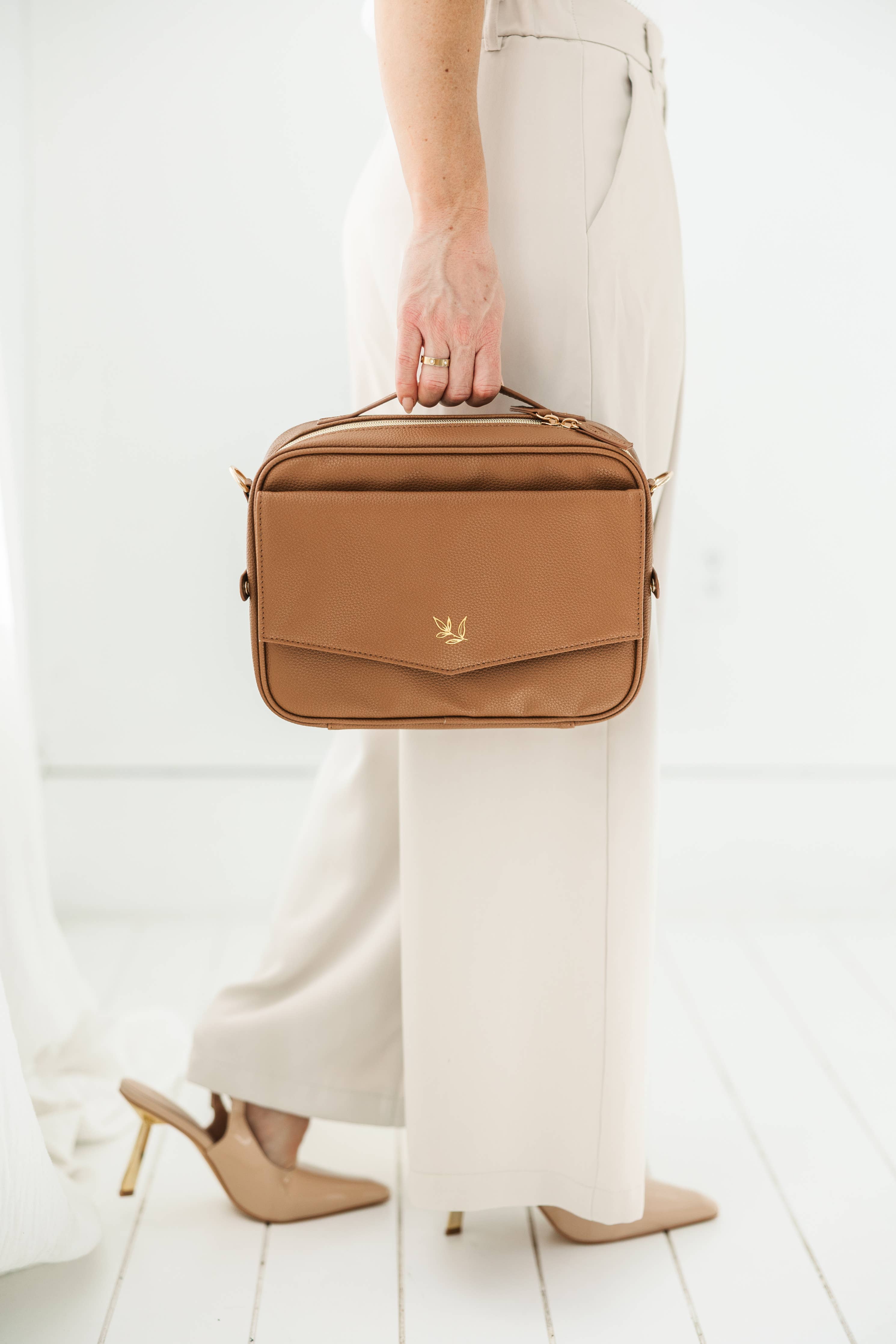 Book & Bible Bag Crossbody in Camel