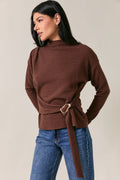 A Touch of Gold Brown Belted Sweater