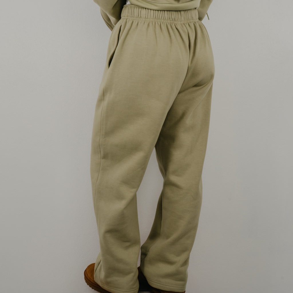 Back view of the Jet Set Straight Leg Sweats showing the relaxed oversized fit and elastic waist band.