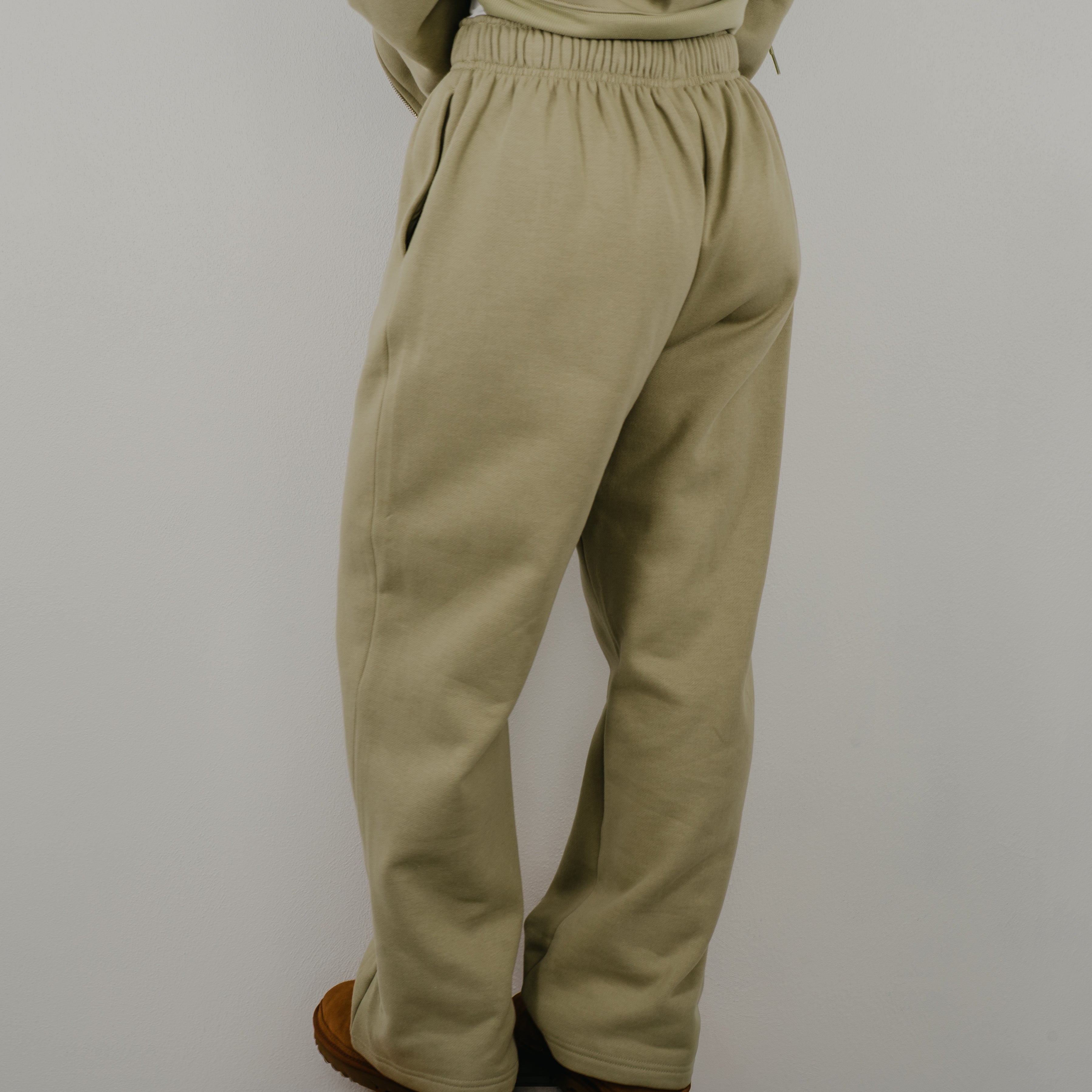 Back view of the Jet Set Straight Leg Sweats showing the relaxed oversized fit and elastic waist band.