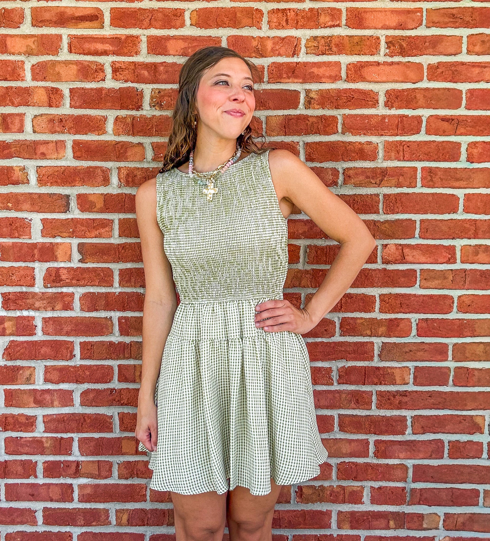 Olive Grove Gingham Dress