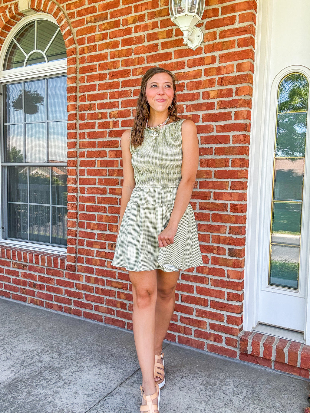 Olive Grove Gingham Dress