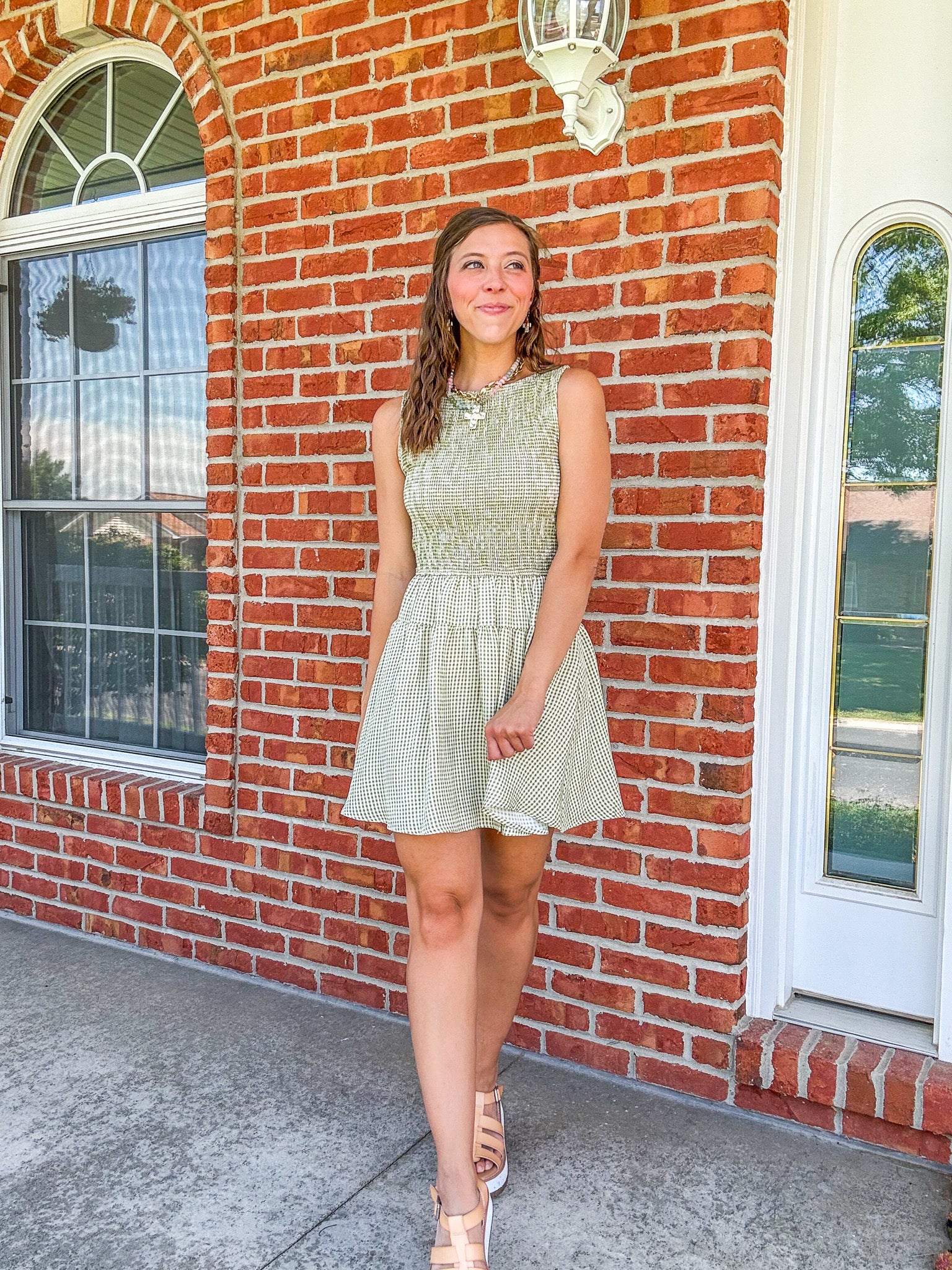 Olive Grove Gingham Dress