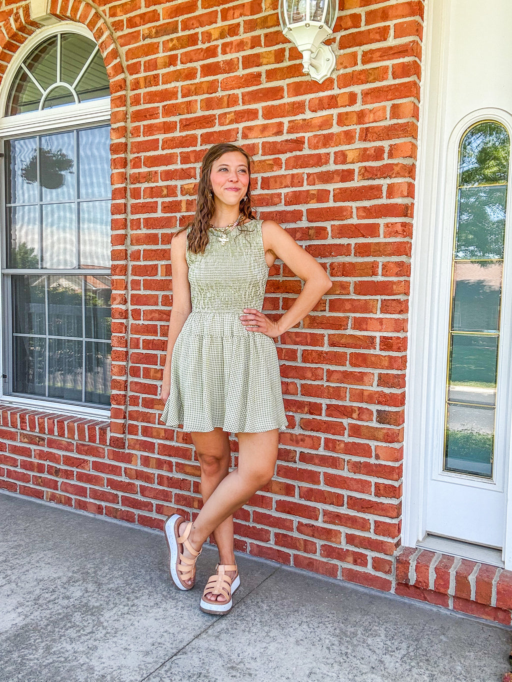 Olive Grove Gingham Dress