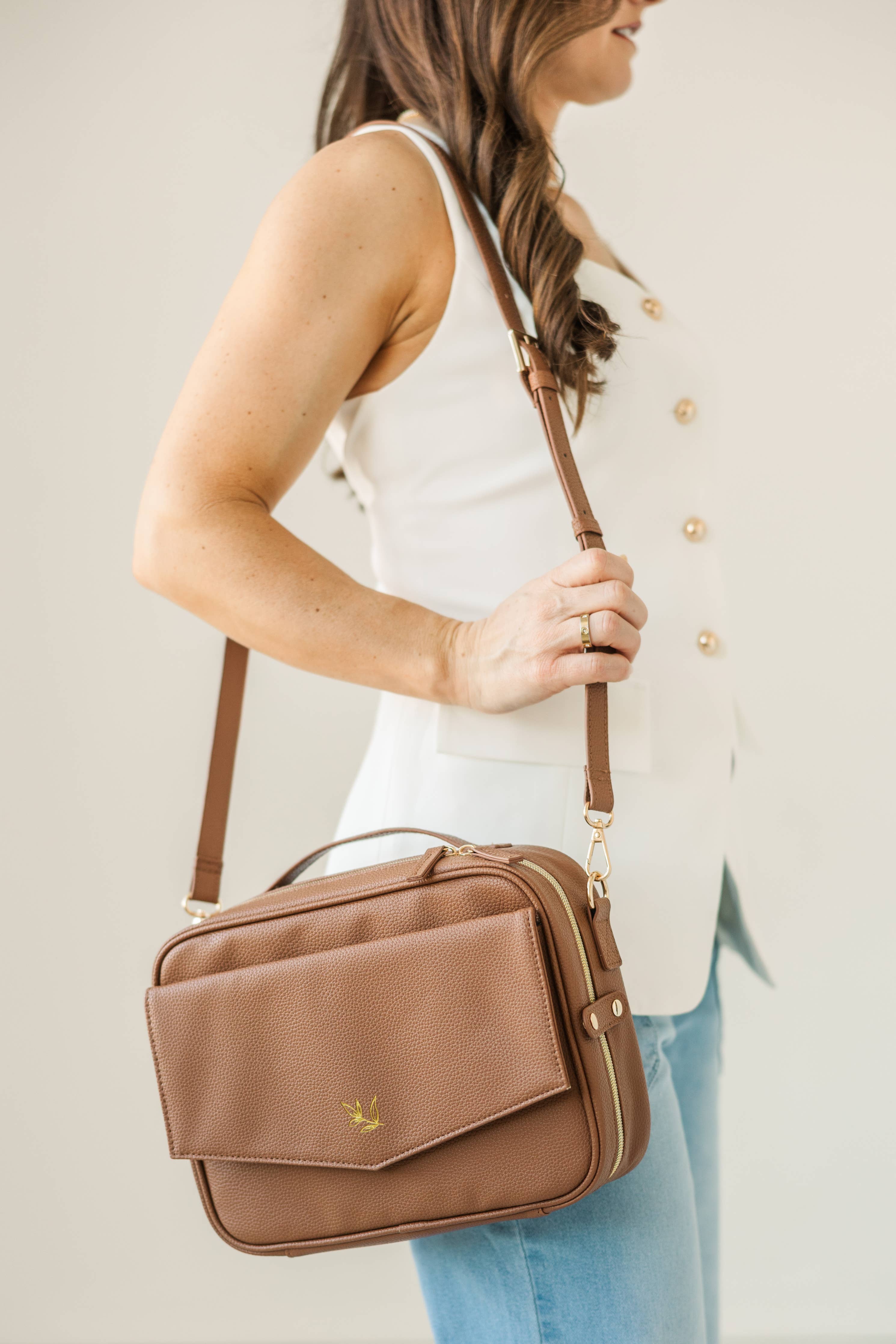 Book & Bible Bag Crossbody in Camel
