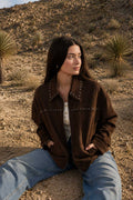 Rustic Rebel Collared Zip-Up Studded Suede Jacket
