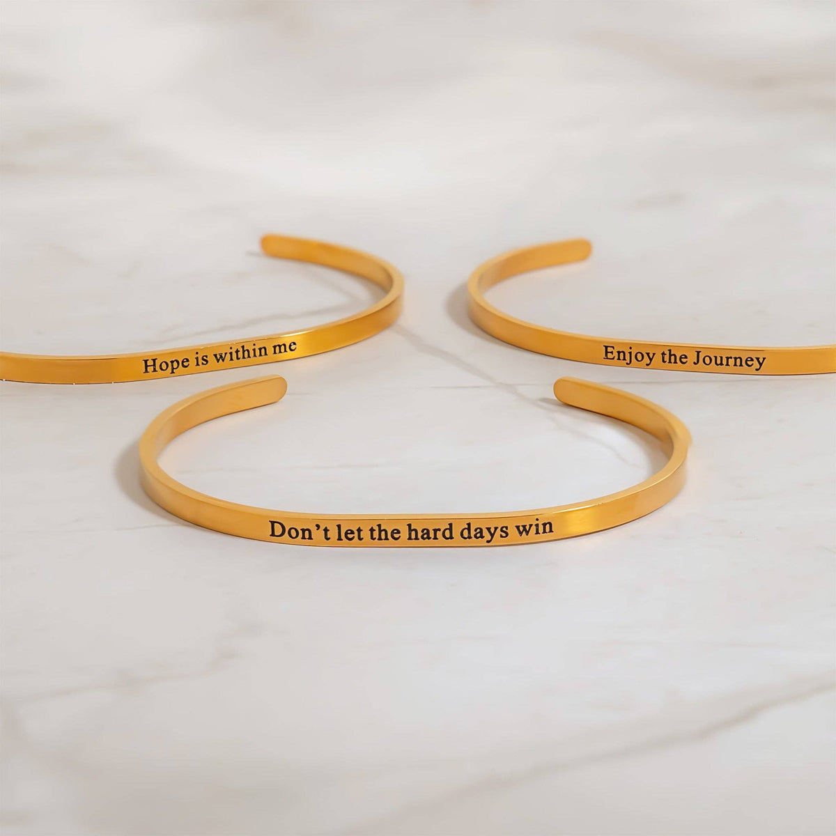 Don't let Hard Days Win Engraved Bangle Bracelet