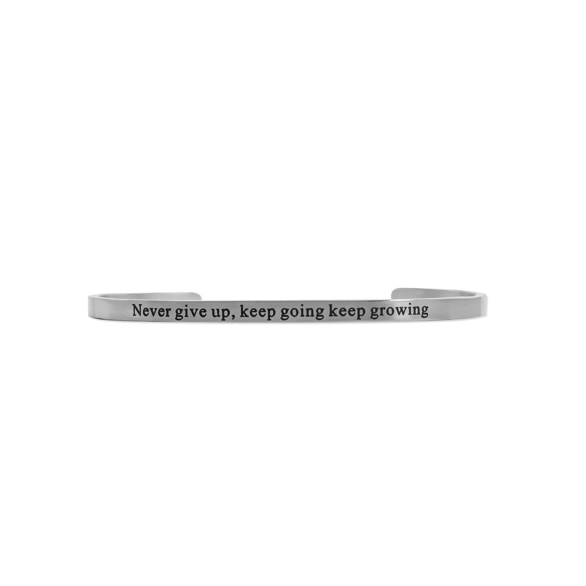 Never Give Up Engraved Bangle Bracelet