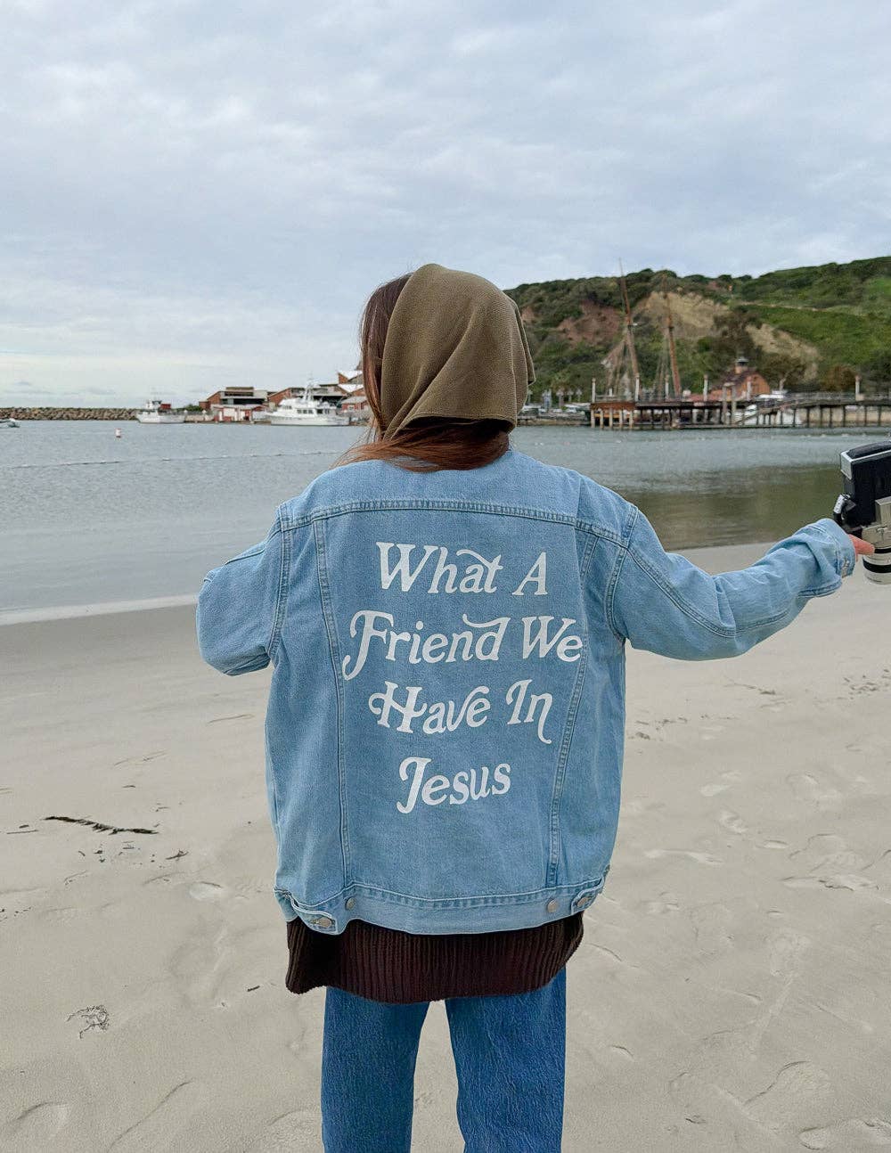 What a Friend In Jesus Denim Jacket: XS